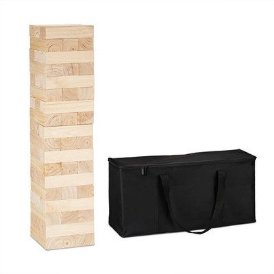 Wackelturm xxl Holz-Stapelspiel Turm-Spiel 54 Steine Naturholz Riesen-Wackelturm