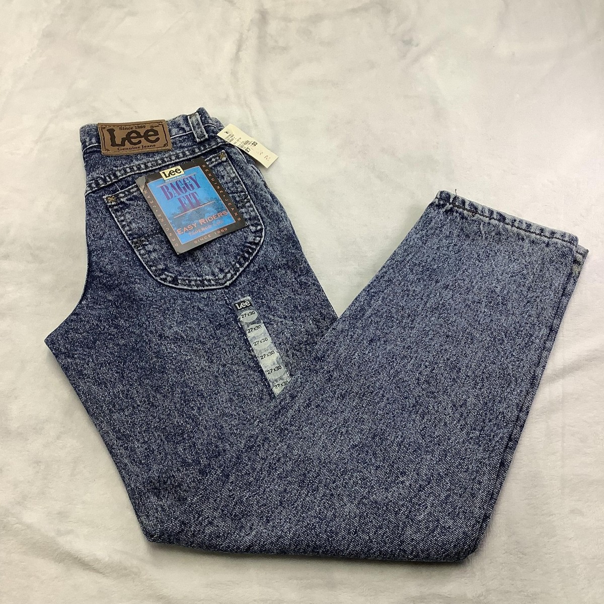 Vintage Lee Easy Riders Jeans Mens 27x30 Blue Baggy Acid Wash