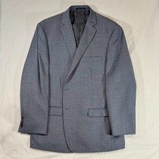 Calvin Klein Men  s Sport Coat Blazer 46R Blue/Gray Check 100 Wool   Pre-Owned