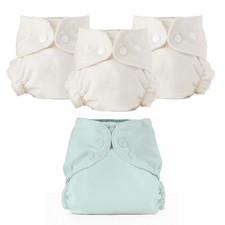 Esembly Cloth Diaper Set 3 Inners 1 Outer Mist Size 1 7-17lbs 