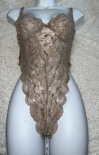 Vintage.Victoria's Secret Teddy Womens White Lace  Satin 036
