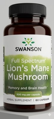 Lion's Mane Mushroom 500 mg, 60 Capsules