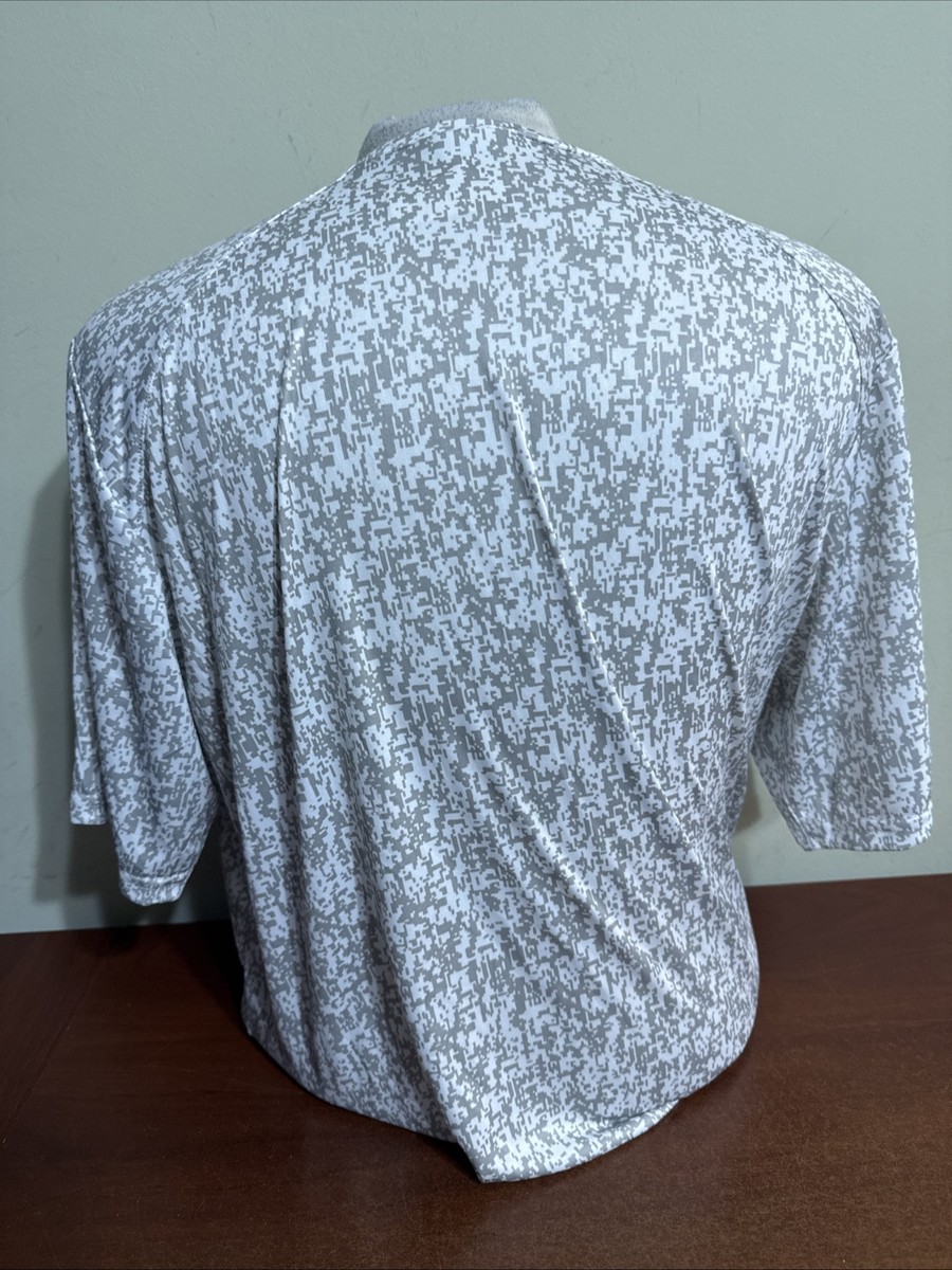 SPORT TECK Men's Tennis SHORT SLEEVE Shirt PRINTED WHITE GRAY 2XL