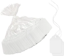 200Pcs White Lace Price Tags - Writable Display Tags with Hanging String, Ideal 
