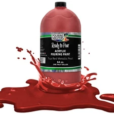 Pouring Masters True Red Metallic Pearl 64-Ounce Bottle Acrylic Pouring Paint