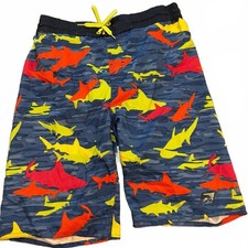 Laguna Boys Swim Trunks Board Shorts Large 14/16 - Shark Print