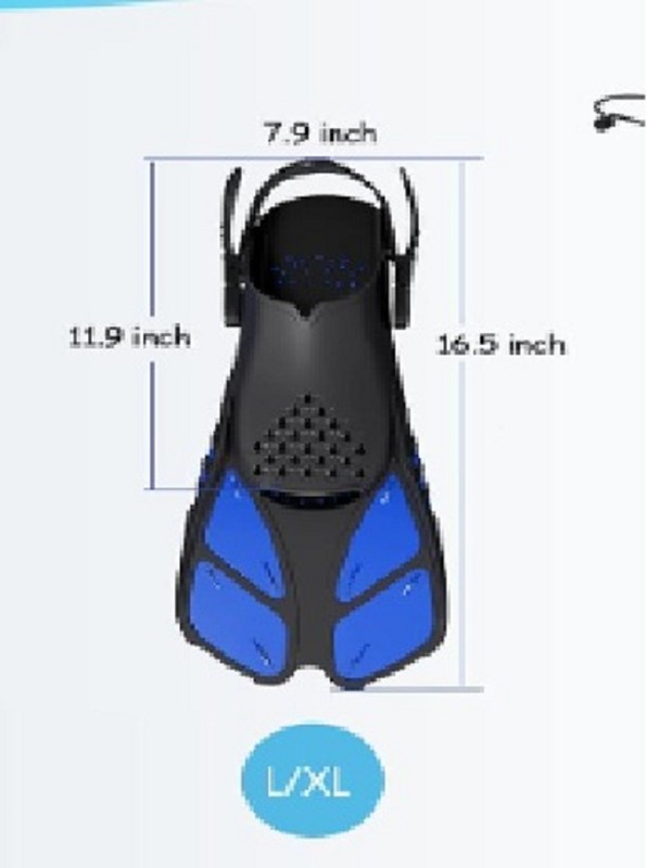 Greatever short swim fins with bag Adult US size L/S=XL (9 to 13)