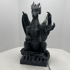 Ebros Crouching Dragon On Pedestal Side Table Globe Lamp Statue 20" H damaged 