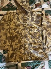Vintage 80s Columbia Duck Camo Sportsman Rain Coat USA Made Large Waterproof
