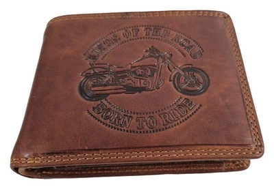 EINKAUFSZAUBER Echt Leder Geldbeutel Motorrad Born to Ride Luxus - Bike Biker Motorradfahrer