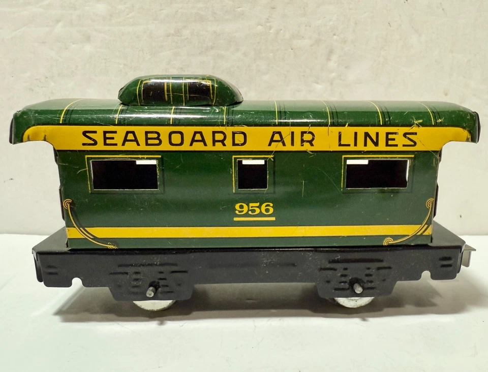 Marx 956 Seaboard Caboose 6 Inch 4 Wheel Tin Litho 0/027 gauge - Image 4 of 4