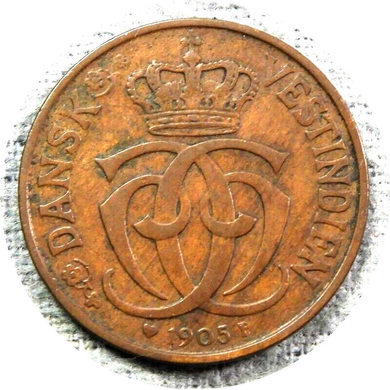 elf Danish West Indies 1 Cent 5 Bits 1905 US Virgin Isl  043