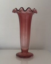 Glas Vase Antik Viktorianisch Cranberry mit Pontil - bunte Farbe