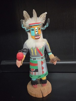 Vintage Hand Painted Kachina Doll Figurine 10 in, Wood, Native American