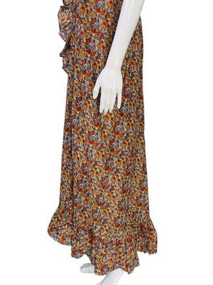 Doen Women's Floral Printed Sleeveless Halter Neck Long Maxi Gown Dress  Size S | eBay