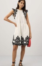 SEA New York $395 NWT Laila Embroidered Dress Black And White US Size Medium
