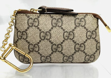 GUCCI Coin Purse Case Key Holder Brown Beige GG Supreme Leather New with Box Bag