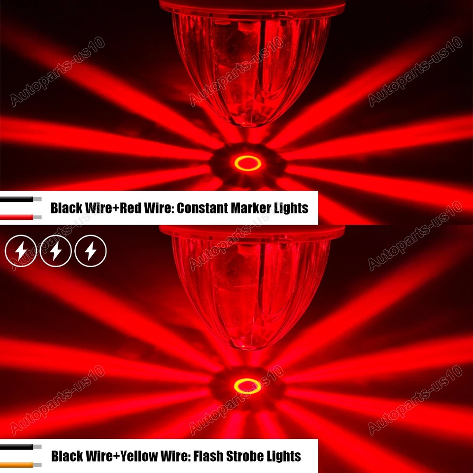 Luces traseras de freno intermitentes LED rojas 4 piezas con luz de sandía marcadora constante Foto 3 de 4