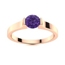 Womens day Sale Round Natural Amethyst Engagement Solitaire Ring 925 Silver