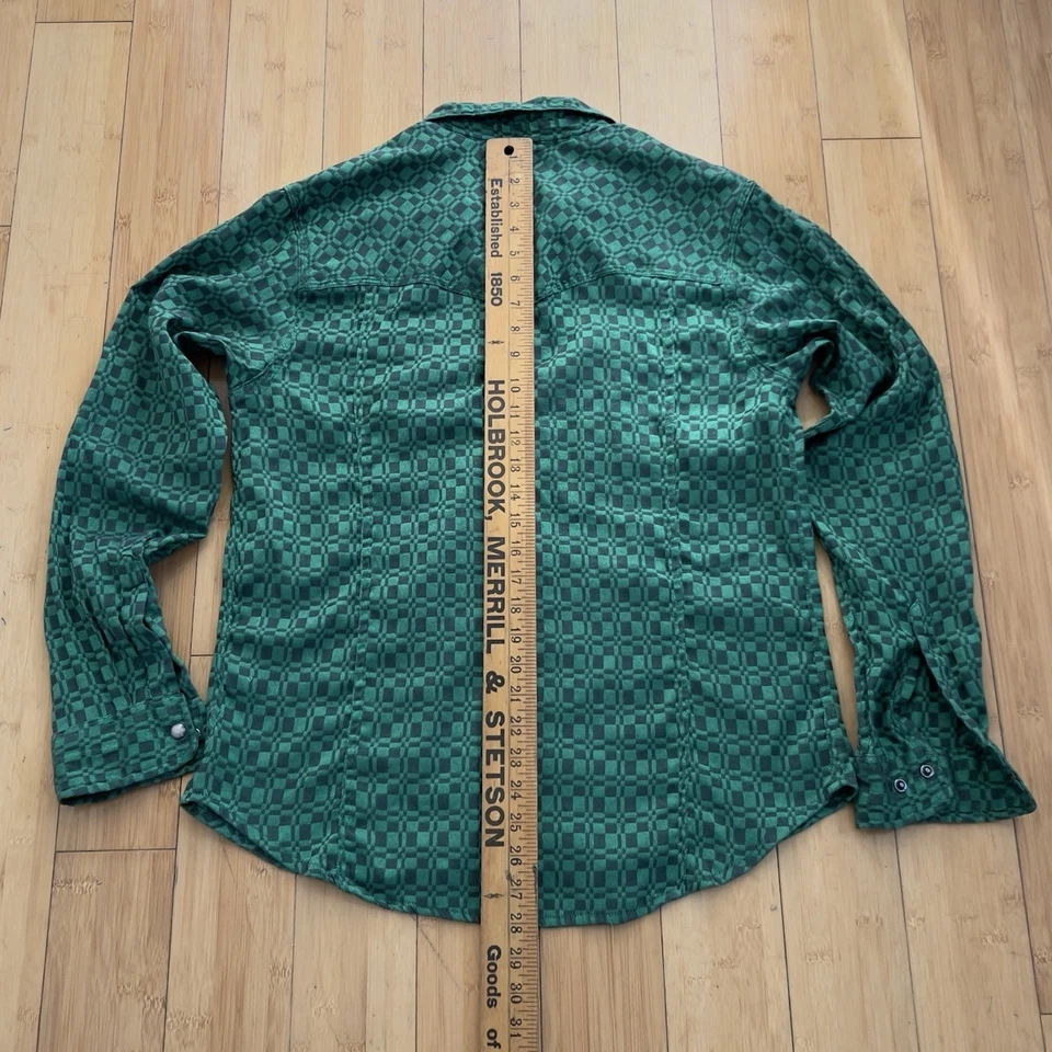 Corridor NYC Shirt Mens Medium Green Black Long Sleeve Pearl Snap Geometric - Image 3 of 4