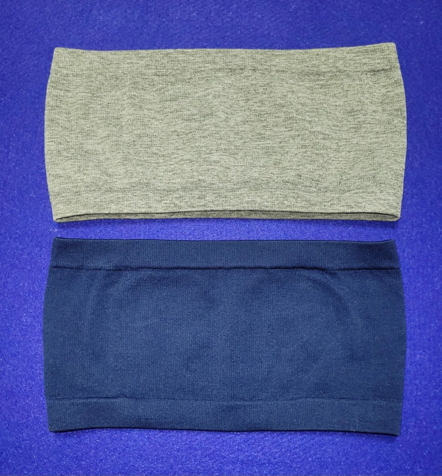 GILLIGAN & O'MALLEY Lote 2 AZUL MARINO/GRIS Elástico TEJIDO ACANALADO Pullover BANDEAU BRA XS Foto 2 de 4