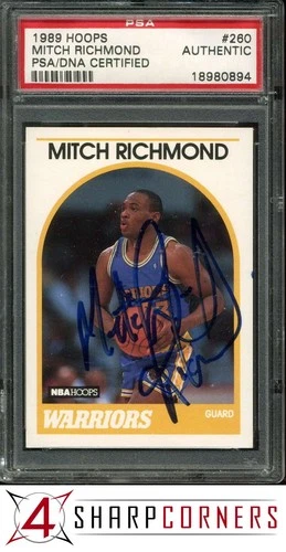 1989 HOOPS #260 MITCH RICHMOND RC HOF PSA AUTHENTIC DNA AUTO