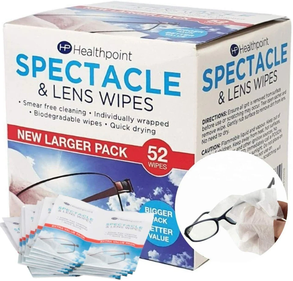 Spectacle & Lens Wipes Glasses Sunglasses Quick Smear Free Cleaning-Healthpoint