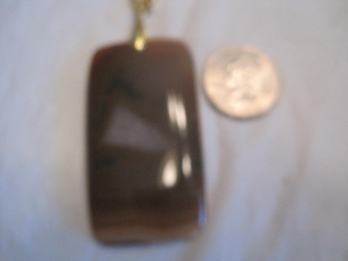 Retro Brown/White Druzy Geode Agate Oblong Pendant 18" Gold Necklace~LBDLC - Picture 3 of 3