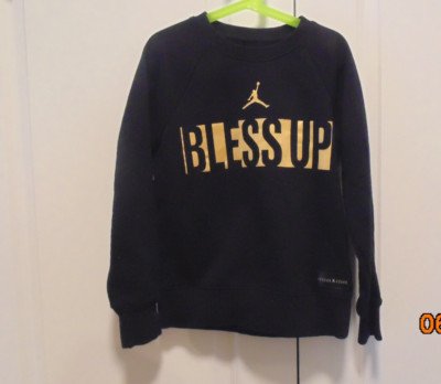 Air Jordan Jordan X Asahd Black/Gold Pullover Sweatshirt ''BLESS UP'' Boys Size S