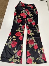 Nasty Gal Premium Printed Velvet Flare Pants Black Size 10