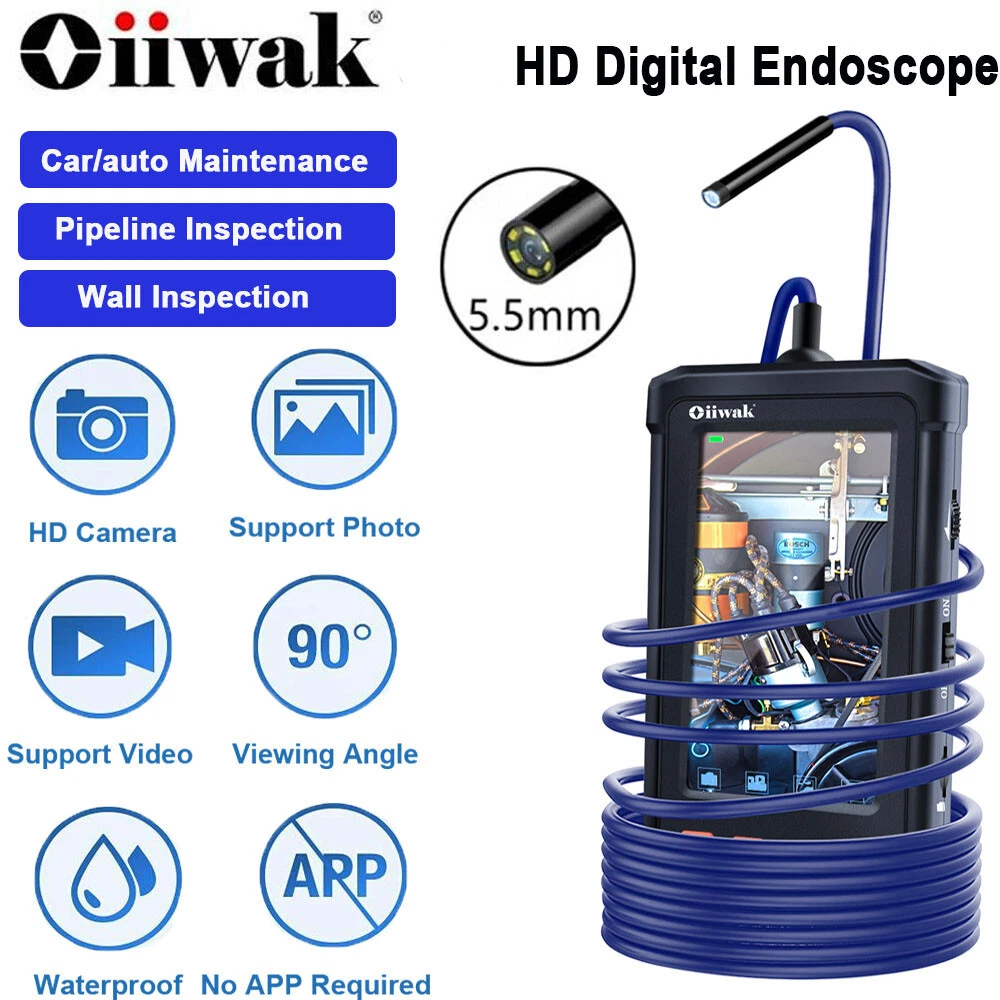 Oiiwak Industrial Endoscope Borescope Snake Camera 1080P
