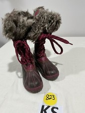 Toddler Girl London Fog Melton Brown Faux Leather Pink Front Lace Tall Boots 12