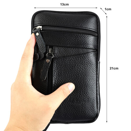 Men Leather Phone Pouch Belt Bag Shoulder Crossbody Pack Waist Waterproof Bag AU - Picture 4 of 11