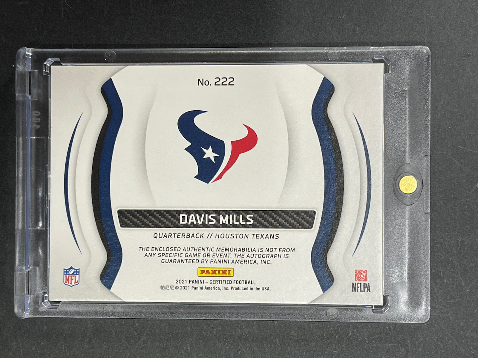 2021 Certified Davis Mills 3/3 Rookie RPA Auto Logoman NFL Shield Patch Jersey view 2