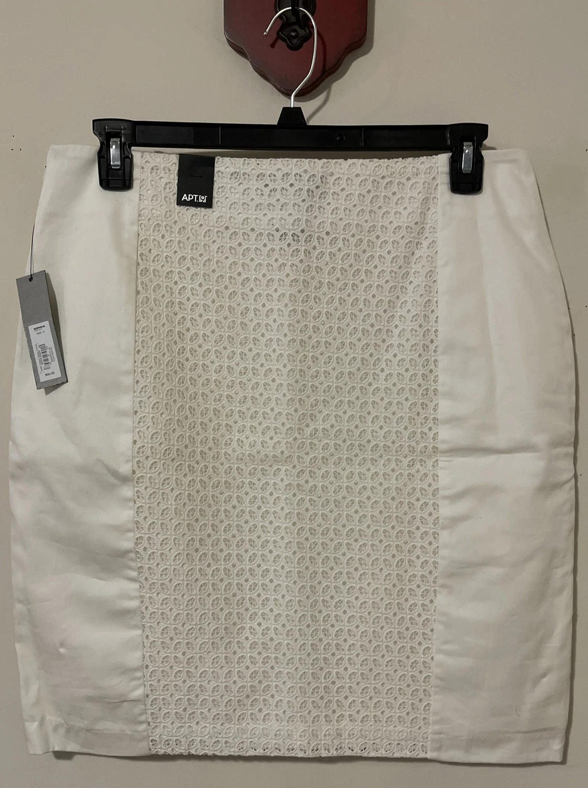 Apt 9 Womens Size 14 White Cotton-Blend Knee-Length Knit-Front Skirt NWT! A5589