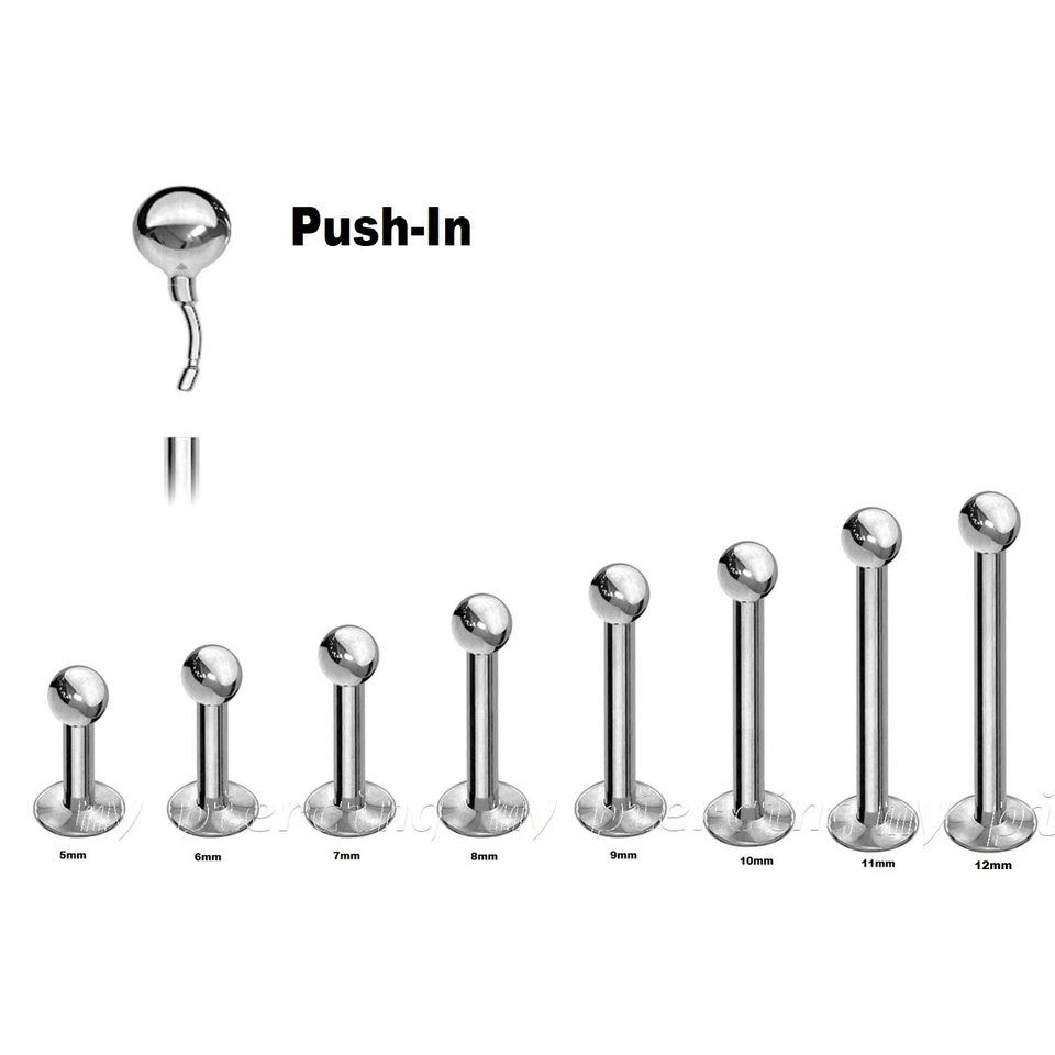 PAR 20G 18G Push in Ball Top Acero Quirúrgico Tragus Cartílago Hélice Labret Stud Foto 3 de 4