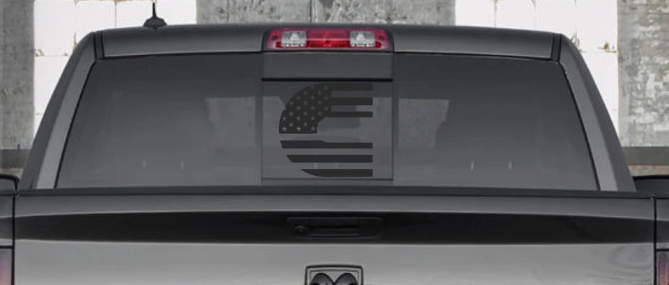 Calcomanía de vinilo personalizada bandera estadounidense para Dodge Ram ventana trasera deslizante Foto 3 de 4