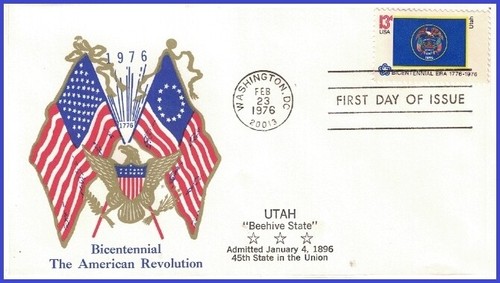 USA5 #1677 U/A BOERGER 2 FDC Utah State Flag - 第 1/1 張圖片
