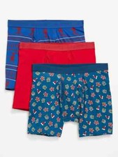 New Men's Old Navy Boxer Briefs Underwear Xmas Holiday set 3 blue red Medium