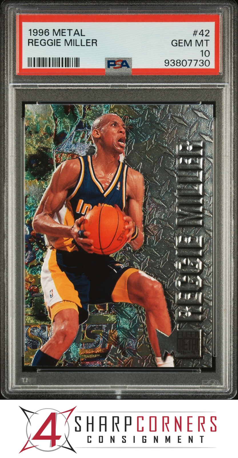 1996 METAL #42 REGGIE MILLER PACERS HOF PSA 10 K4034389-730