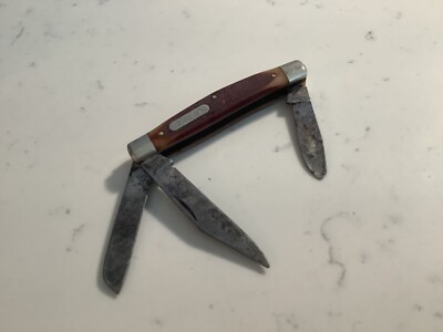 VINTAGE AUTHENTIC SIGNED SCHRADE OLD TIMER 3 FUNCTION POCKET KNIFE NO RESERVE