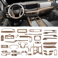 Wood Grain Center Console Accessories Cover Trims For Chevy Silverado SIERRA 22+