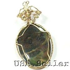 68x32x10mm Natural Agate Sterling Silver Wire Wrapped Pendant Gemstone Free Ship
