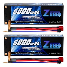 2xZeee 7.6V 130C 6800mAh 2S Lipo Battery LCG 5mm Bullet to T Plug for RC Car UAV