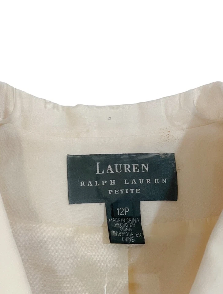 Blazer LAUREN Ralph Lauren PETITE Amarillo LINO DE SEDA Talla: Mujer’s 12P Foto 3 de 4