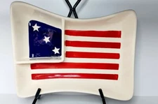 Russ American Flag Shaped Chip & Dip Serving Bowl Memorial Day July 4