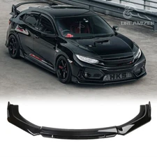 For 2016-2021 Honda Civic Sedan Front Bumper Lip Splitter Spoiler Glossy Black 