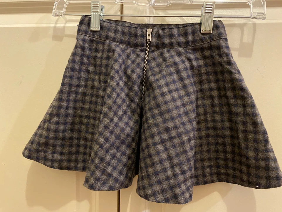 Bonpoint 女孩灰色蓝色方格裙 4 码完美适合假日派对 — 第 3/4 张图片