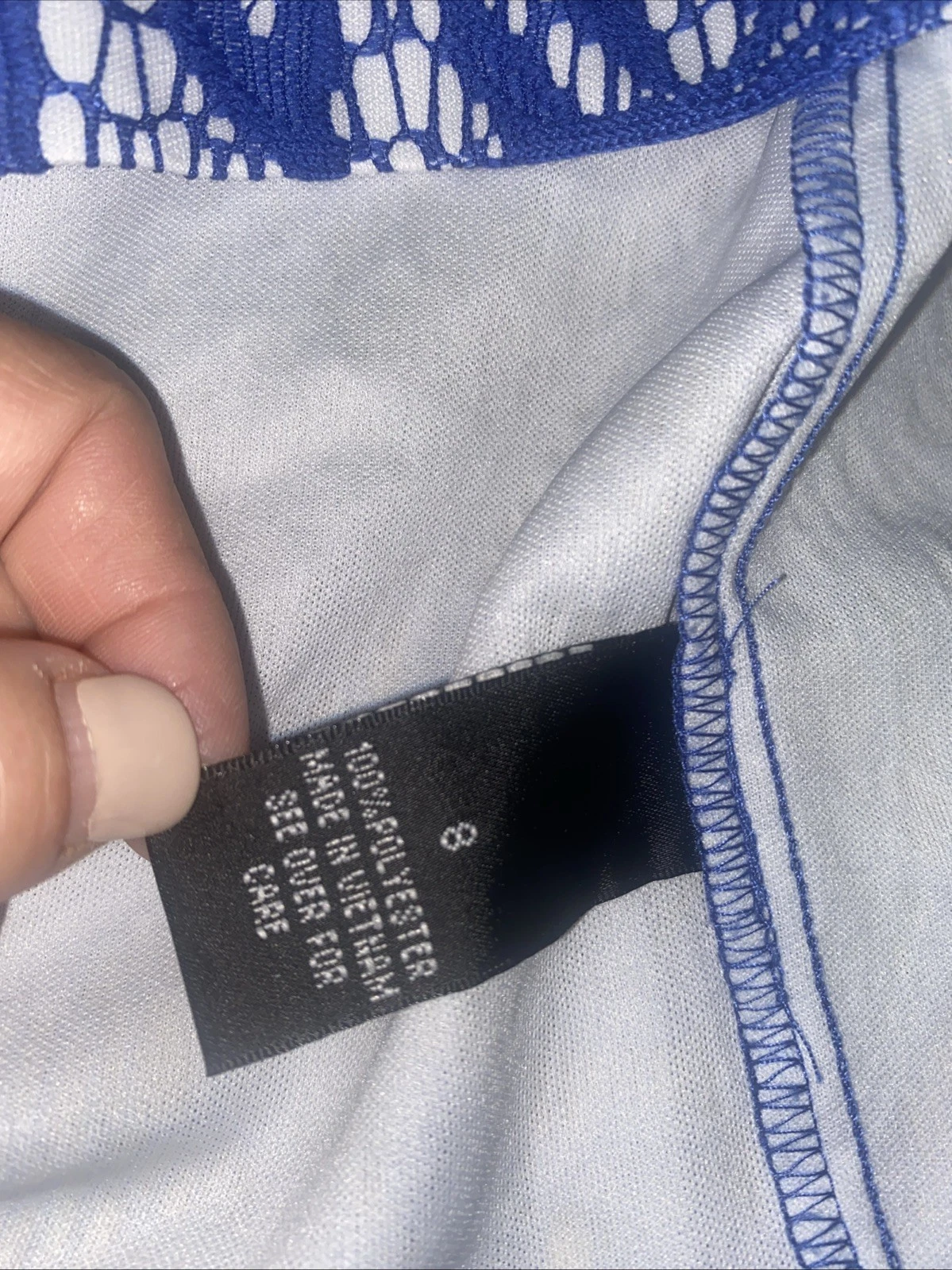 ALYX Vestito Donna S S Blu Pizzo Over Bianco Vestibilità N Svasato Linea A Vestito Cintura Tg 8