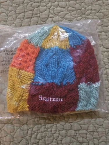 Supreme SS25 Bonnet Tricot Bloc Tricoté Main Poly Multicolore ✅️ En Main